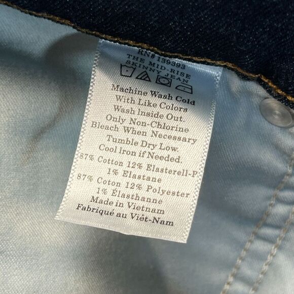 Everlane Jeans Womens Size 28 Mid Rise Skinny Dark Blue Stretch Denim - Picture 9 of 14